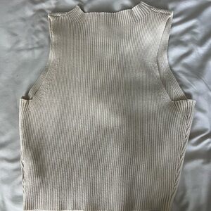 SHEIN Cream Ribbed Tank Top